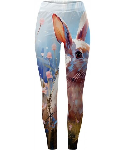 Easter Leggings for Women Cute Bunny Printed Color Block Pants Soft Comfortable Workout Going Out Pants 04 Sky Blue $8.83 Leg...