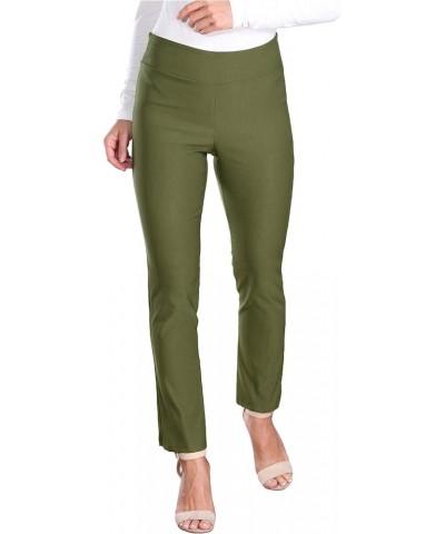 Womens Stretch Pull On Dress Pants Ankle Length Work Casual - Made in USA Olive $14.08 Pants