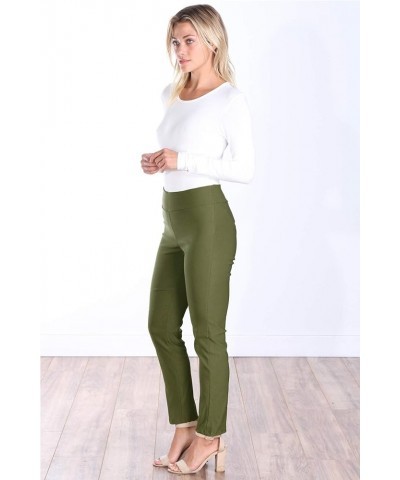 Womens Stretch Pull On Dress Pants Ankle Length Work Casual - Made in USA Olive $14.08 Pants