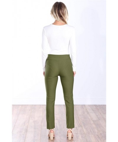 Womens Stretch Pull On Dress Pants Ankle Length Work Casual - Made in USA Olive $14.08 Pants