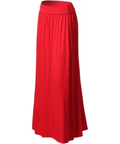 Casual High Waisted Maxi Skirts Elastic Wide Waist Band Flare Ruffle Ankle Length Skirts for Womens with Plus Size Awbls082_r...