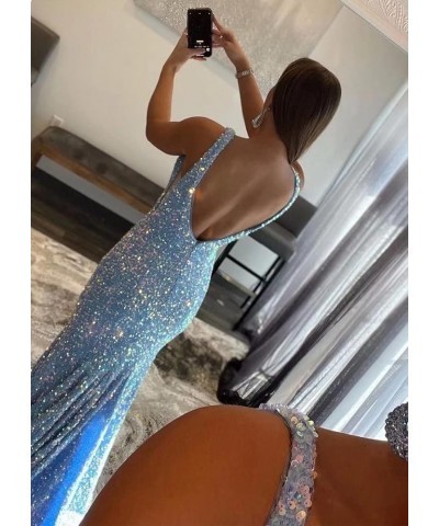 Women's Sparkly Sequin Prom Dress Long Mermaid Sexy V-Neck Cocktail Dresses Backless Formal Party Dress Emerald Green $55.20 ...