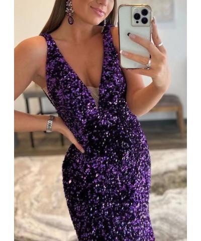 Women's Sparkly Sequin Prom Dress Long Mermaid Sexy V-Neck Cocktail Dresses Backless Formal Party Dress Emerald Green $55.20 ...