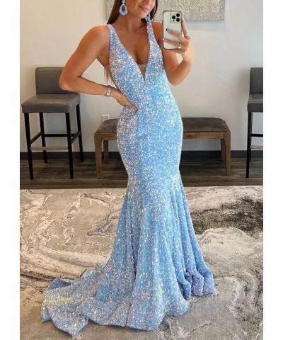 Women's Sparkly Sequin Prom Dress Long Mermaid Sexy V-Neck Cocktail Dresses Backless Formal Party Dress Emerald Green $55.20 ...