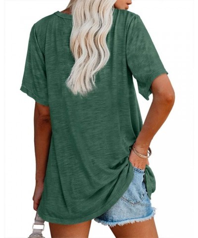 Womens V Neck Tshirts Short Sleeve Loose Casual Summer Tops with Pocket Dark Green $14.74 T-Shirts