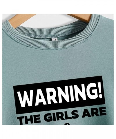 Warning The Girls Are Drinking Again Sweatshirts Women Harajuku Hoodie Crewneck Short Sleeve Kpop Sweatshirt Tops Light Green...