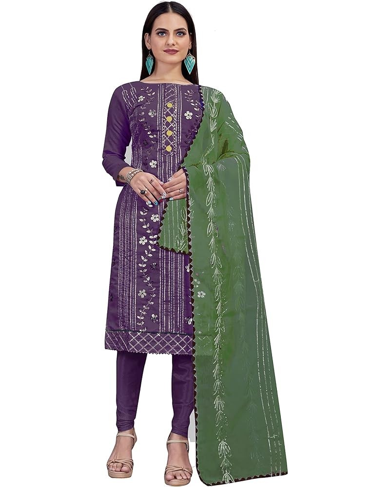 DIVA COUTURE Indian Pakistani Churidar Pant Salwar Suit With Dupatta For Regular & Functional Wear For Ladies Purple53 $26.35...