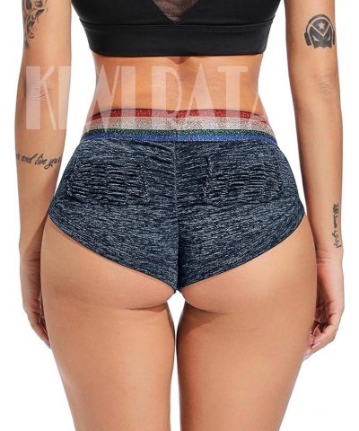 Womens Butt Lifting Sexy Yoga Shorts High Waist Elastic Active Hot Pants Ruched Sports Gym Clubwear Beach Outfit 2 Dark Blue ...