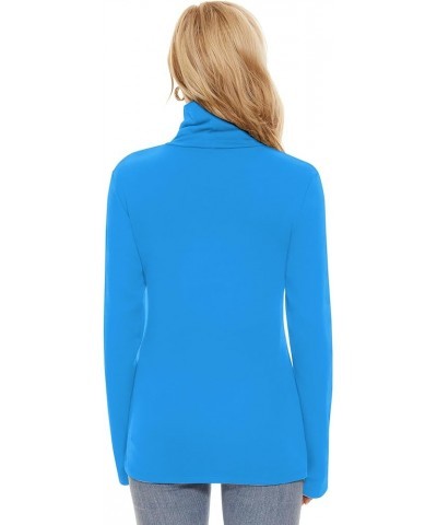 Fleece Lined Cotton Turtleneck Shirt Women Long Sleeve High Neck Thermal Shirts 1/2Packs Blue- Turtleneck $13.99 Underwear