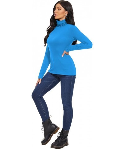 Fleece Lined Cotton Turtleneck Shirt Women Long Sleeve High Neck Thermal Shirts 1/2Packs Blue- Turtleneck $13.99 Underwear