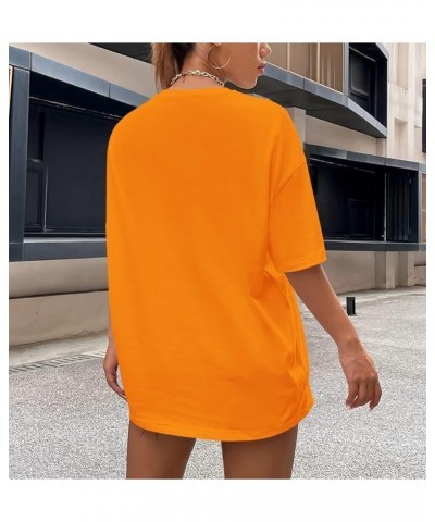 Women Drop Shoulder East Hampton Letter T-Shirt Oversized Graphic Baggy Trendy Tee Shirt Top Orange $14.00 T-Shirts