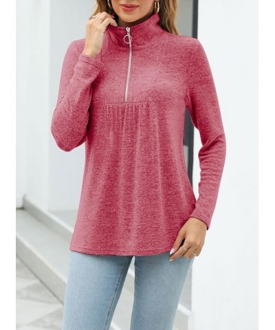 Womens Tunic Tops to Wear with Leggings Zip Front Lapel Neck Shirts Casual Long Sleeve T-Shirt Fall Dressy Tops Wine Red $11....