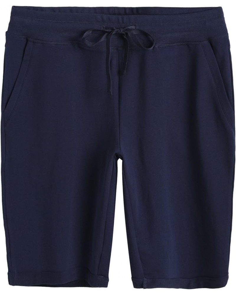 Women's Cotton Bermuda Shorts with Pockets Navy $13.39 Activewear