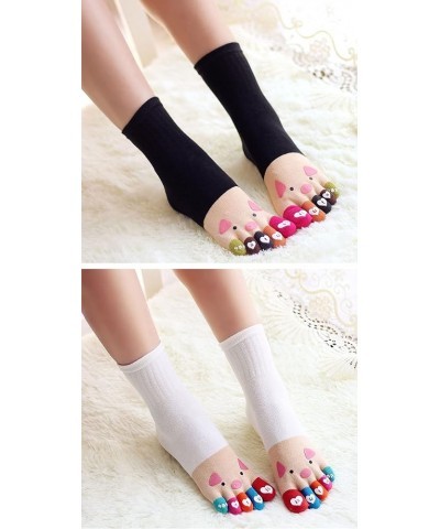 Women's Cotton Toe Socks Cute animal pattern socks Funny cartoon socks Sports Toe socks Little Tiger $6.79 Activewear