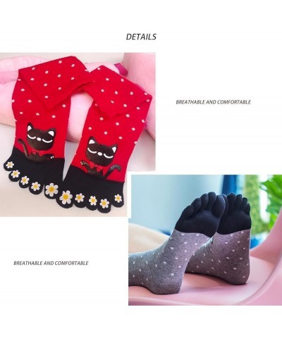 Women's Cotton Toe Socks Cute animal pattern socks Funny cartoon socks Sports Toe socks Little Tiger $6.79 Activewear