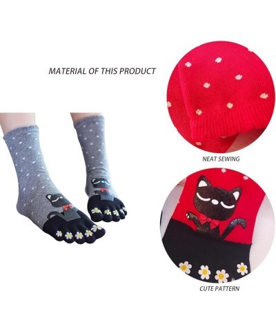 Women's Cotton Toe Socks Cute animal pattern socks Funny cartoon socks Sports Toe socks Little Tiger $6.79 Activewear