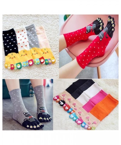 Women's Cotton Toe Socks Cute animal pattern socks Funny cartoon socks Sports Toe socks Little Tiger $6.79 Activewear