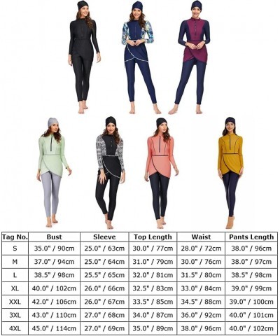 Womens Muslim Swimsuits Full Coverage Long Sleeve Swimwear Burkini Hijab Bathing Suit S-4XL Orange C $19.70 Swimsuits