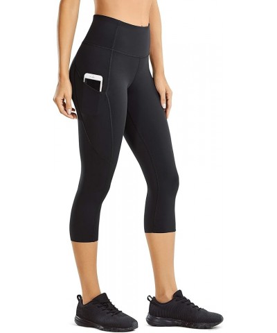 Women's Naked Feeling Workout Leggings 19" - High Waist Gym Capris Leggings with Pockets Black $14.70 Activewear