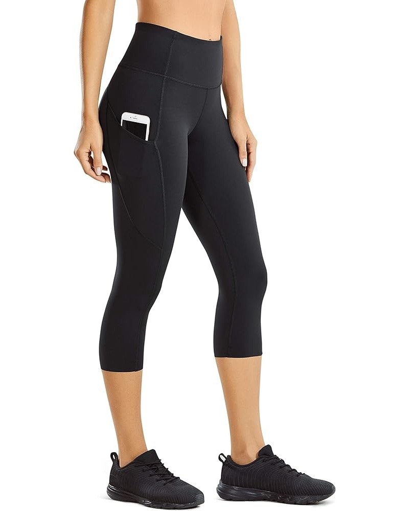 Women's Naked Feeling Workout Leggings 19" - High Waist Gym Capris Leggings with Pockets Black $14.70 Activewear