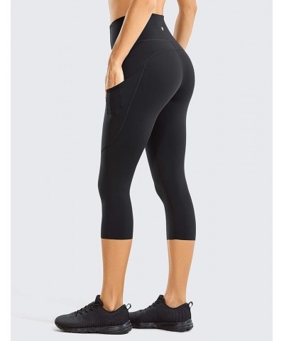 Women's Naked Feeling Workout Leggings 19" - High Waist Gym Capris Leggings with Pockets Black $14.70 Activewear