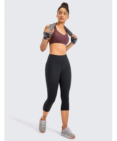 Women's Naked Feeling Workout Leggings 19" - High Waist Gym Capris Leggings with Pockets Black $14.70 Activewear