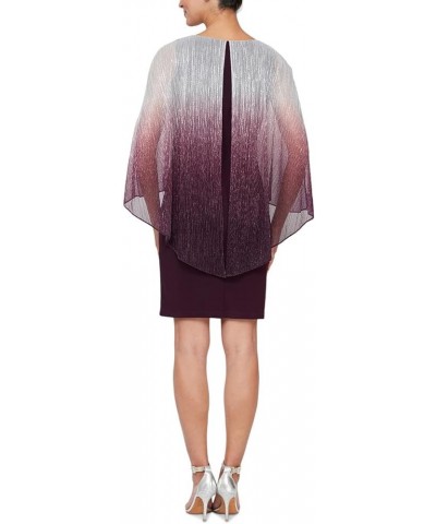 Women's Short Ombre Popover Cape Dress Deep Plum $32.00 Dresses