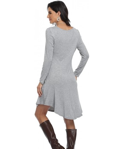 Women's Casual T Shirt Dresses Long Sleeve Loose Swing Dress with Pockets Irregular Hem-gray $10.56 Dresses