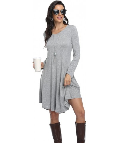 Women's Casual T Shirt Dresses Long Sleeve Loose Swing Dress with Pockets Irregular Hem-gray $10.56 Dresses