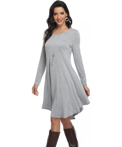 Women's Casual T Shirt Dresses Long Sleeve Loose Swing Dress with Pockets Irregular Hem-gray $10.56 Dresses