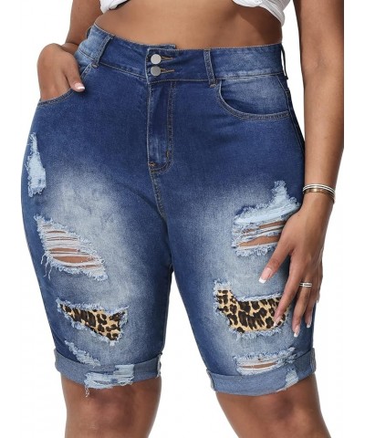 Womens Plus Size Jean Shorts Bermuda High Waisted Stretch Denim Shorts 821 Royal Blue $12.84 Shorts