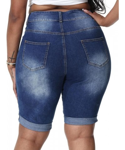 Womens Plus Size Jean Shorts Bermuda High Waisted Stretch Denim Shorts 821 Royal Blue $12.84 Shorts