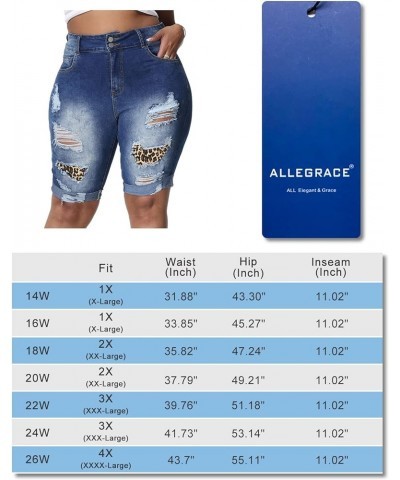 Womens Plus Size Jean Shorts Bermuda High Waisted Stretch Denim Shorts 821 Royal Blue $12.84 Shorts