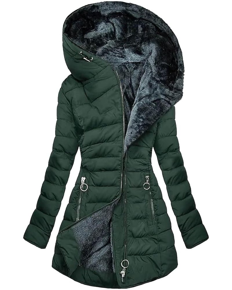 Women's Winter Warm Coats Fleece Parkas Anoraks Hooded Military Jacket Coats 2023 (Available in Plus Size) Green $21.94 Jackets