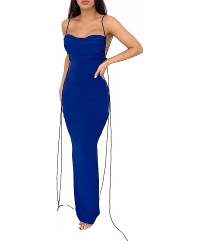 Women's Summer Sleeveless Bodycon Long Maxi Dress Backless Flower/Leopard Print Summer Party Club Dresses 10 Royal Blue $9.71...