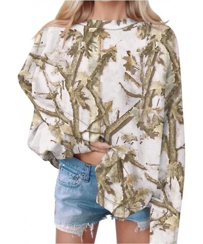 Women's Camo Hoodie Maple-Leaf Print Fleece Hoodies Kangaroo Pocket Long Sleeve Pullover Tops Fall Fashion 2023 White-3 $9.24...