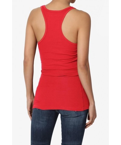 Women's All Season Sporty Casual Basic Racerback Ribbed Cotton Jersey Tank Top Red $8.66 Tanks