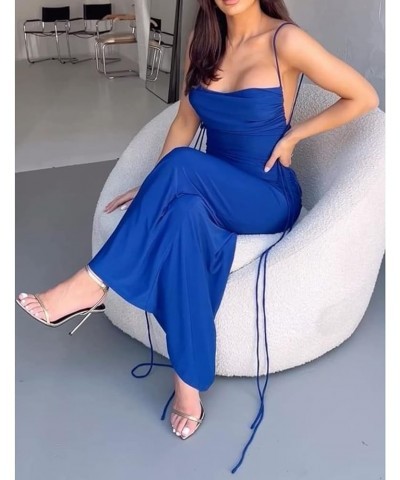 Women's Summer Sleeveless Bodycon Long Maxi Dress Backless Flower/Leopard Print Summer Party Club Dresses 10 Royal Blue $9.71...