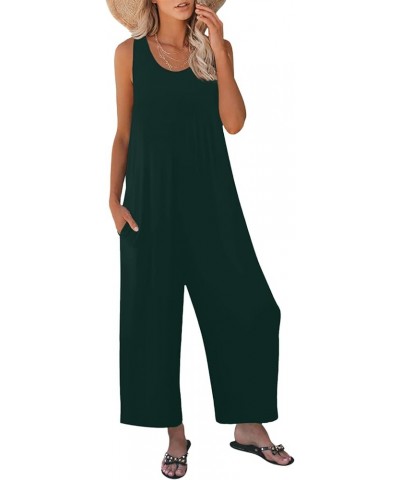 Women's Summer Casual Loose Tank Jumpsuit Sleeveless Crewneck Long Pants Jumpsuit Romper with Pockets Dark Green $14.78 Jumps...