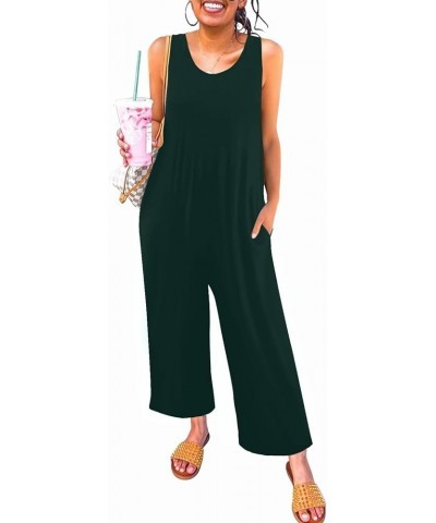 Women's Summer Casual Loose Tank Jumpsuit Sleeveless Crewneck Long Pants Jumpsuit Romper with Pockets Dark Green $14.78 Jumps...