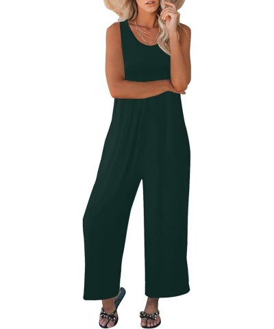 Women's Summer Casual Loose Tank Jumpsuit Sleeveless Crewneck Long Pants Jumpsuit Romper with Pockets Dark Green $14.78 Jumps...