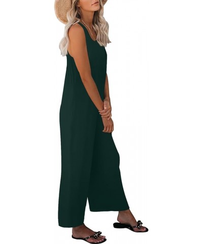 Women's Summer Casual Loose Tank Jumpsuit Sleeveless Crewneck Long Pants Jumpsuit Romper with Pockets Dark Green $14.78 Jumps...