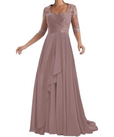 Long Mother of The Bride Dresses with Sleeve Chiffon Lace Applique A-Line Formal Evening Dresses Wedding Guest Grey $45.37 Dr...