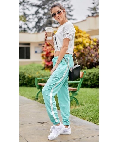 Workout Jogger for Women Stripe Side Drawstring Lightweight Joggers Yoga Striped Sweatpants + Plus (P7 R) Mint $12.23 Activewear