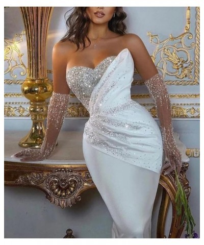 Mermaid Wedding Dresses with Slit Long Satin Beaded Sequins Sweetheart Detachable Train Dresses DR0108-05 05 Ivory $54.41 Dre...