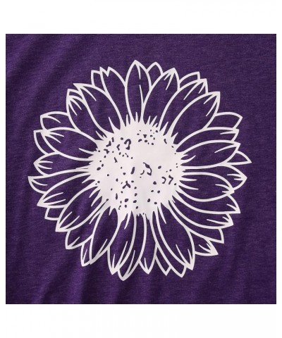 Plus Size Women’s Summer Sunflower T Shirt Flower Graphic Oversized Tee Crew Neck Short Sleeve Casual Loose Tops Purple $12.5...