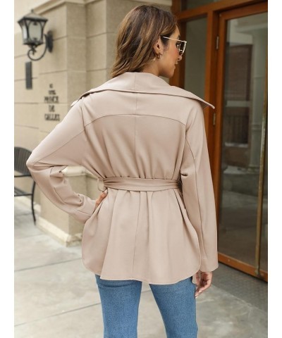 2023 Coats for Women Wrap Trench Peacoat Open Front Mid-Long Jacket Belted Lightweight Overcoat with Pockets Light Khaki $26....