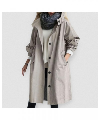 Women Solid Trench Coat with Belt Dress Coat Long Buttons Loose Fit Fashion with Pockets for Winter Grey $14.84 Coats