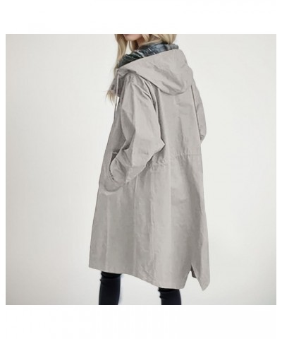 Women Solid Trench Coat with Belt Dress Coat Long Buttons Loose Fit Fashion with Pockets for Winter Grey $14.84 Coats