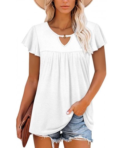 Womens T Shirt Loose Fit Short Sleeve Shirts Floral Summer Tunic Top A White $15.36 Tops